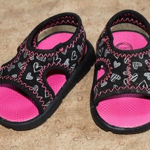 black and pink baby sandals